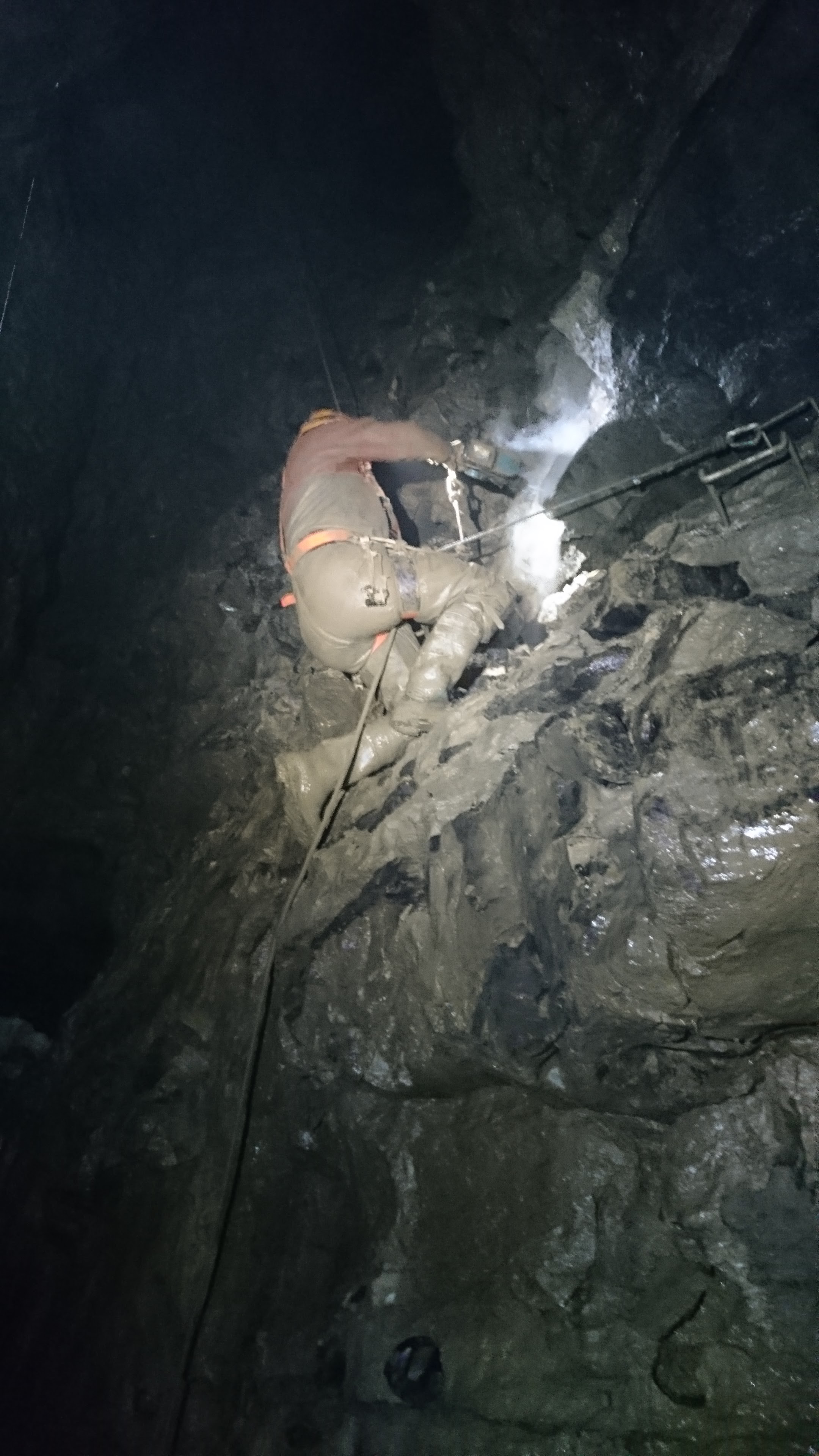 Drilling for staples on the traverse - By Jim T